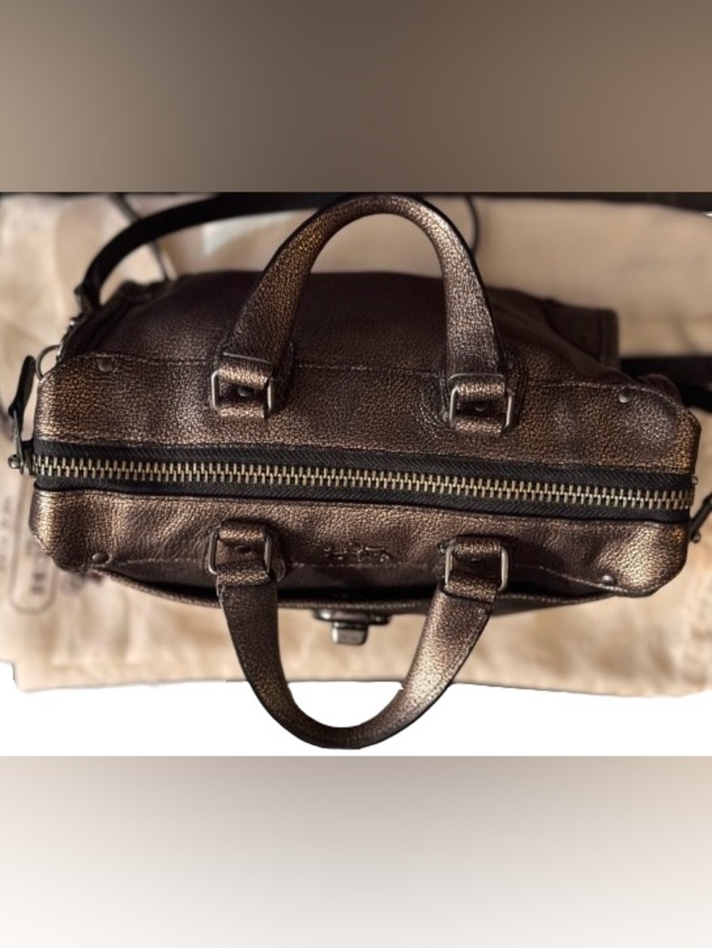 Coach 33684 Rhyder 24 Metallic Satchel (Bronze) -EUC - Picture 9 of 16